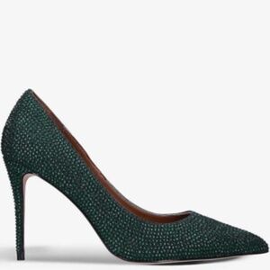Kurt Geiger Belgravia Crystal Woven Courts In Dark Green